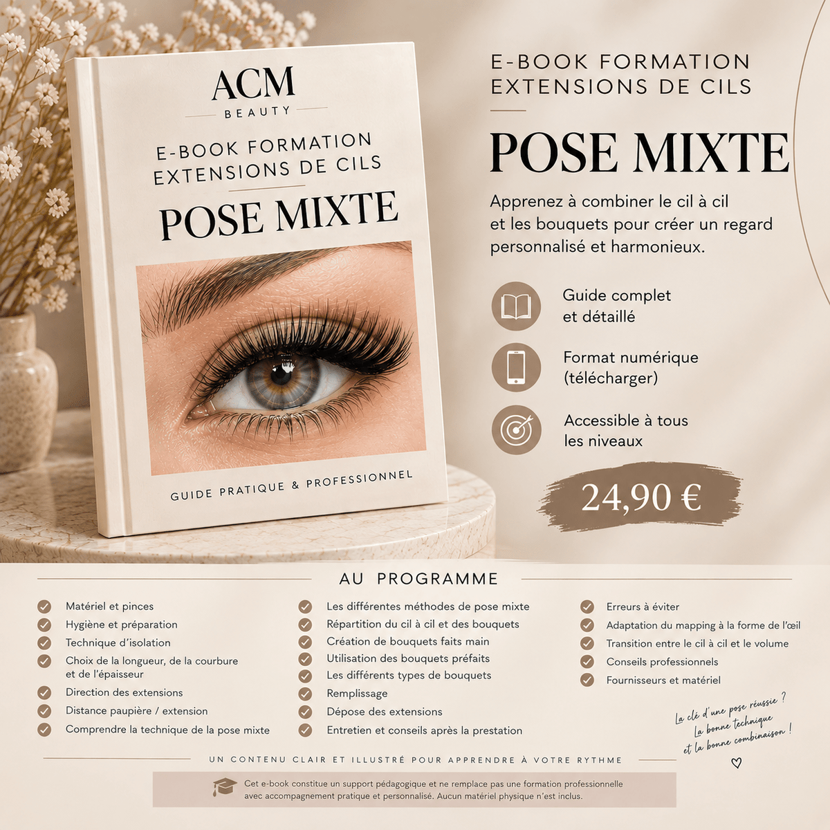 E-BOOK FORMATION EXTENSIONS DE CILS – POSE MIXTE - ACM BEAUTY